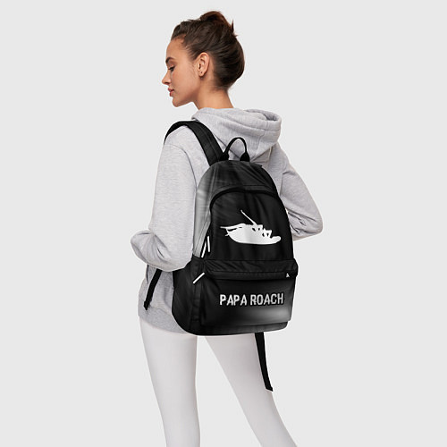 Рюкзак Papa Roach glitch на темном фоне: символ, надпись / 3D-принт – фото 6