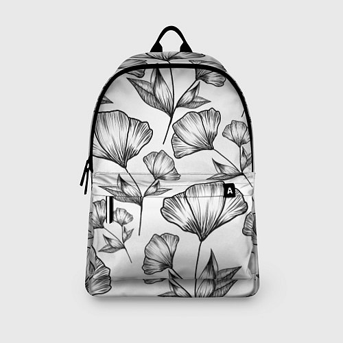 Рюкзак Графичные цветы на белом фоне / 3D-принт – фото 3