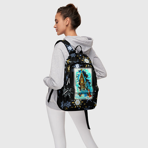 Рюкзак Новый год изба и звери в лесу / 3D-принт – фото 6