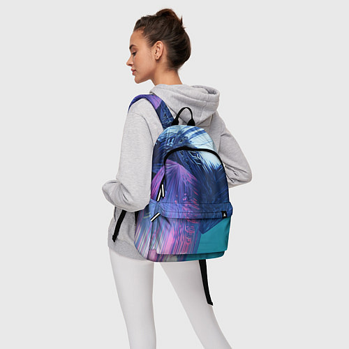 Рюкзак Абстрактные ледяные кубы - Розовый и синий / 3D-принт – фото 6