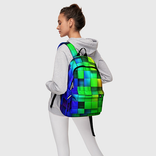 Рюкзак Цветные неоновые кубы / 3D-принт – фото 6