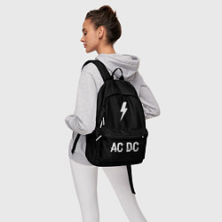 Рюкзак AC DC glitch на темном фоне: символ, надпись, цвет: 3D-принт — фото 2