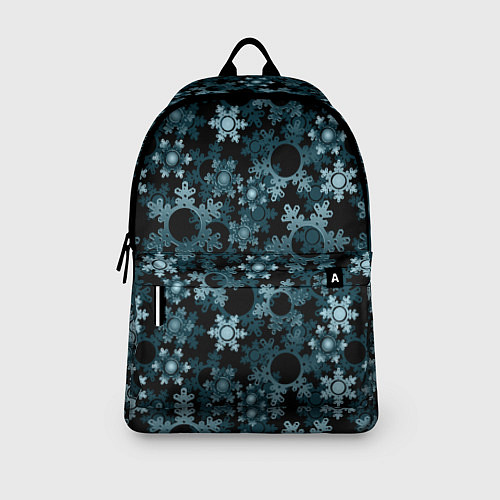 Рюкзак Новогодний рождественский темно синий узор со снеж / 3D-принт – фото 3