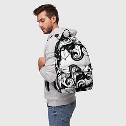 Рюкзак Черные волнистые узоры на белом, цвет: 3D-принт — фото 2