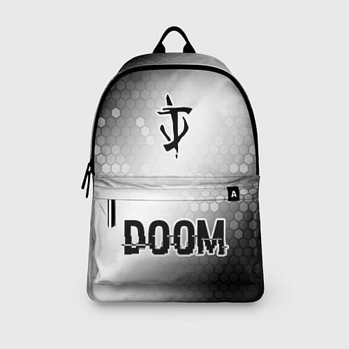 Рюкзак Doom glitch на светлом фоне: символ, надпись / 3D-принт – фото 3