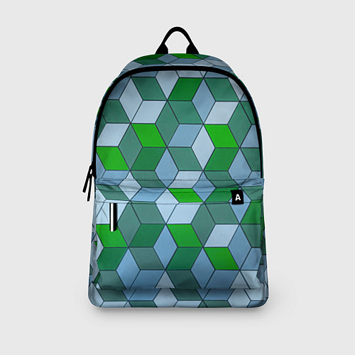 Рюкзак Зелёные и серые абстрактные кубы с оптической иллю / 3D-принт – фото 3