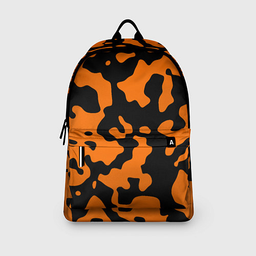 Рюкзак Чёрные абстрактные пятна на оранжевом фоне / 3D-принт – фото 3