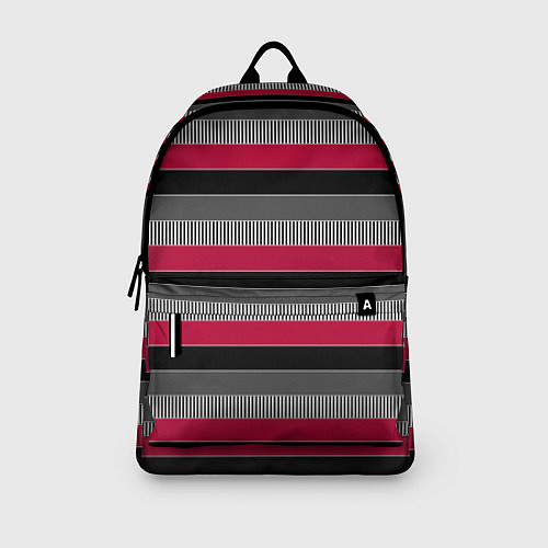 Рюкзак Красно-черный полосатый современный узор / 3D-принт – фото 3