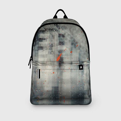 Рюкзак Серый туман и оранжевые краски / 3D-принт – фото 3
