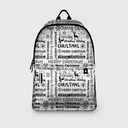 Рюкзак Черно белый рождественский текстовый узор, цвет: 3D-принт — фото 2