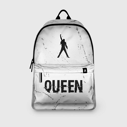 Рюкзак Queen glitch на светлом фоне: символ, надпись / 3D-принт – фото 3