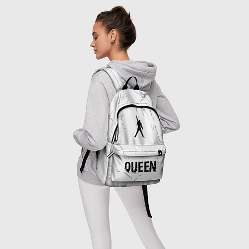 Рюкзак Queen glitch на светлом фоне: символ, надпись / 3D-принт – фото 6