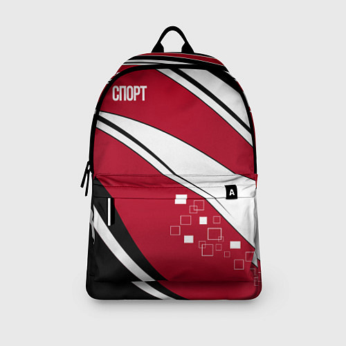 Рюкзак Красно черная абстракция на белом спорт / 3D-принт – фото 3