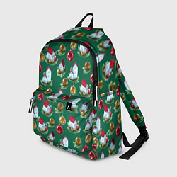 Рюкзак Новогодние домики на зеленом - паттерн, цвет: 3D-принт