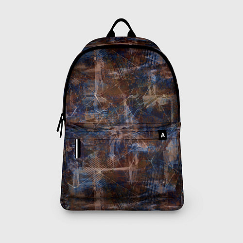 Рюкзак Коричневый с синим абстрактный гранжевый / 3D-принт – фото 3