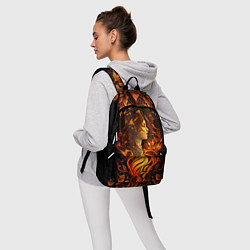 Рюкзак Девушка в стиле ар-нуво с огнем и осенними листьям, цвет: 3D-принт — фото 2