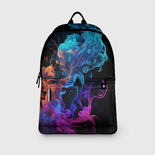 Рюкзак Неоновый цветной дым на черном фоне / 3D-принт – фото 3