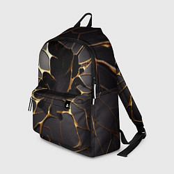 Рюкзак Трещины в пропасть: черно-золотой узор, цвет: 3D-принт