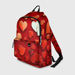 Рюкзак Красные сердца на красном фоне, цвет: 3D-принт