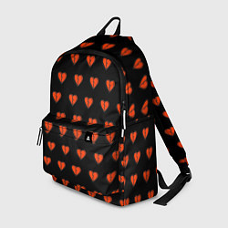 Рюкзак Разбитые сердца на черном фоне, цвет: 3D-принт