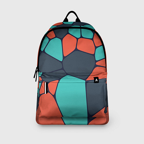 Рюкзак Абстрактный паттерн из светло-синих, чёрный и оран / 3D-принт – фото 3