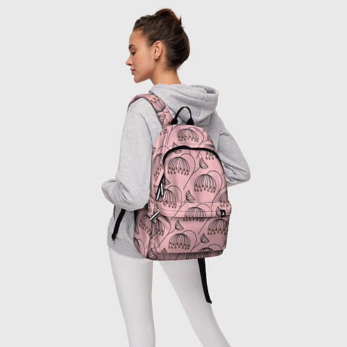 Рюкзак Цветы в стиле бохо на пудрово-розовом фоне / 3D-принт – фото 6