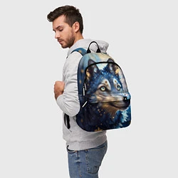 Рюкзак Волк на синем фоне, цвет: 3D-принт — фото 2