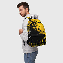 Рюкзак Пятна черной краски на желтом фоне, цвет: 3D-принт — фото 2