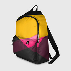 Рюкзак Желто-розовый дизайн на черном фоне, цвет: 3D-принт