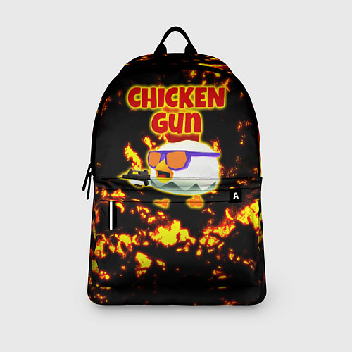 Рюкзак Chicken Gun на фоне огня / 3D-принт – фото 3