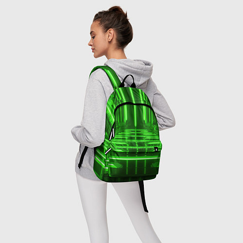 Рюкзак Зеленые световые объекты / 3D-принт – фото 6