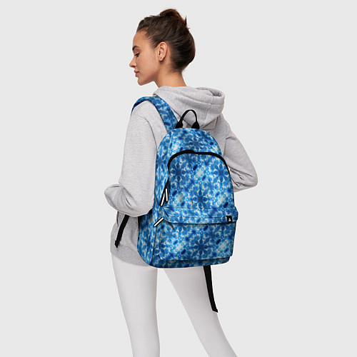 Рюкзак Светящиеся голубые цветочки / 3D-принт – фото 6
