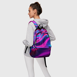 Рюкзак Фиолетовые неоновые волны, цвет: 3D-принт — фото 2