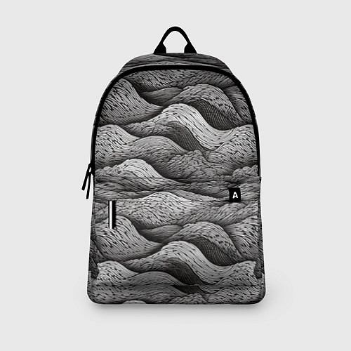 Рюкзак Черные и белые волны / 3D-принт – фото 3