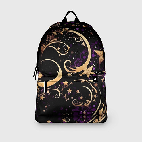 Рюкзак Чёрный паттерн со звёздами и лунами / 3D-принт – фото 3