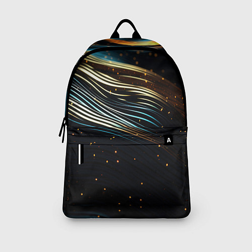Рюкзак Золотые волны на черном фоне / 3D-принт – фото 3