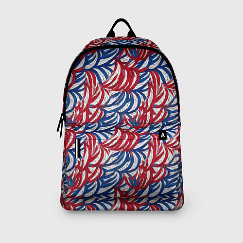 Рюкзак Белые синие красные узоры / 3D-принт – фото 3