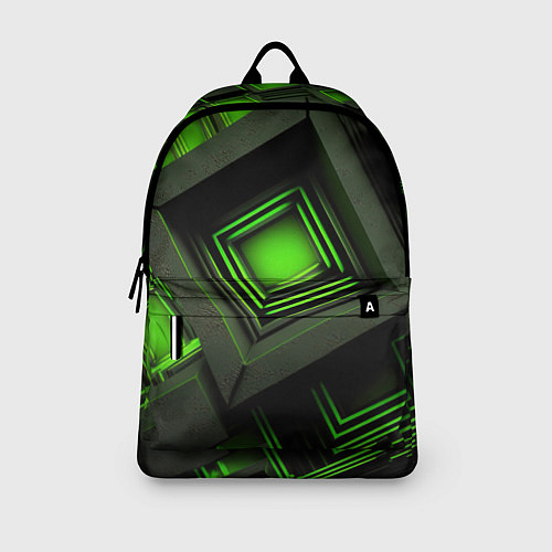 Рюкзак Неоновые зелёные блоки / 3D-принт – фото 3