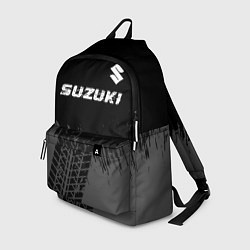 Рюкзак Suzuki speed на темном фоне со следами шин: символ