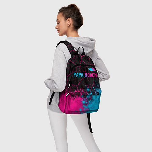 Рюкзак Papa Roach - neon gradient: символ сверху / 3D-принт – фото 6