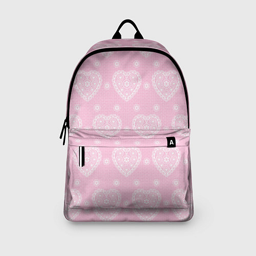 Рюкзак Розовое кружево сердечки / 3D-принт – фото 3