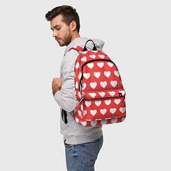 Рюкзак Сердечки на красном фоне, цвет: 3D-принт — фото 2