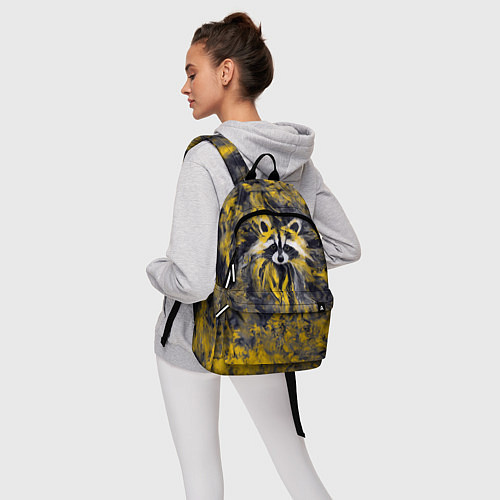 Рюкзак Абстрактный желтый енот в стиле арт / 3D-принт – фото 6