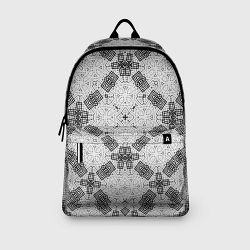 Рюкзак Черно-белый ажурный кружевной узор Геометрия / 3D-принт – фото 3