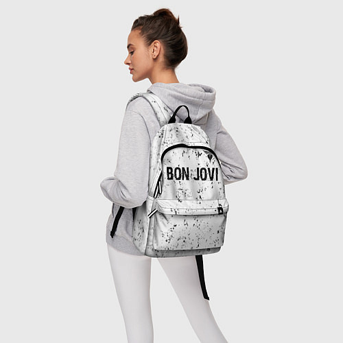 Рюкзак Bon Jovi glitch на светлом фоне: символ сверху / 3D-принт – фото 6
