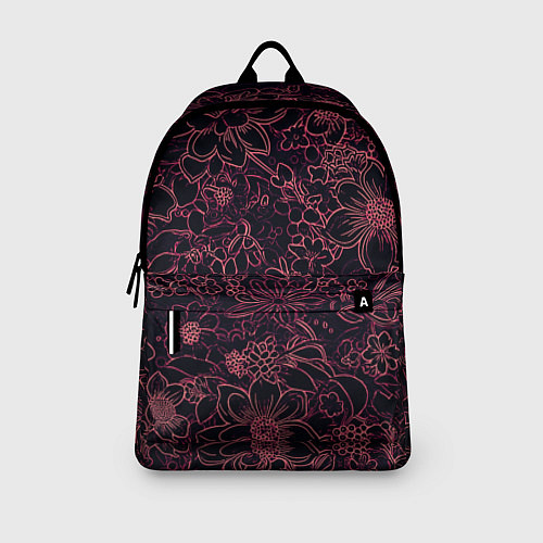 Рюкзак Цветочная тёмно-красный / 3D-принт – фото 3