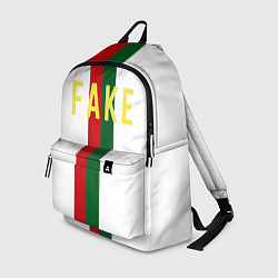Рюкзак Зелёная и красная полосы с надписью Fake, цвет: 3D-принт