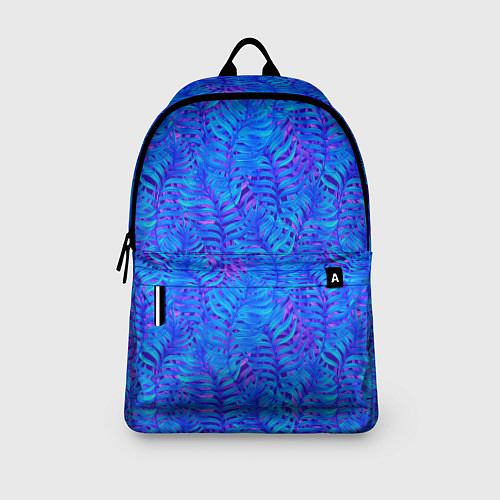 Рюкзак Синие неоновые листья / 3D-принт – фото 3