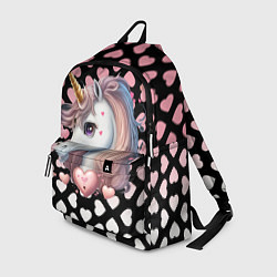 Рюкзак Розовый единорог с сердечками, цвет: 3D-принт