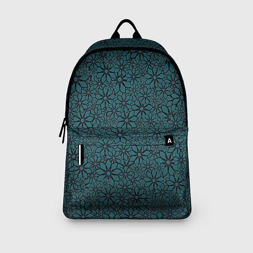 Рюкзак Цветочный паттерн сине-зелёный / 3D-принт – фото 3